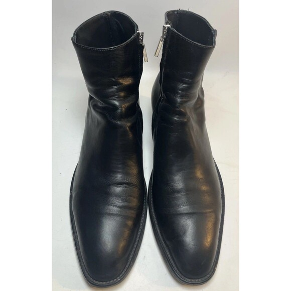 Alessandro Vasini Men’s Side-Zip Ankle Boots Black Leather Made In Italy 11.5 - Picture 6 of 7